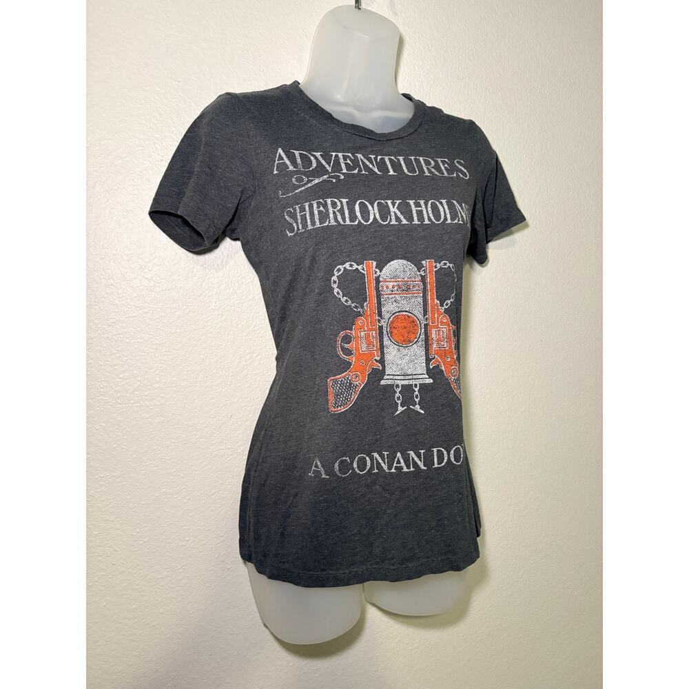 Out of Print Sherlock Holmes Book Cover Graphic Tee Grey Size Medium - Picture 2 of 6